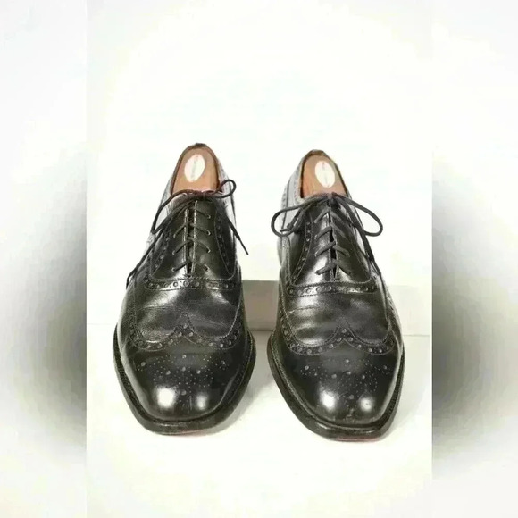 Vintage 90s  CHURCH'S Chetwynd Black Leather Brogue Dress Shoes 9.5US England - Picture 4 of 10